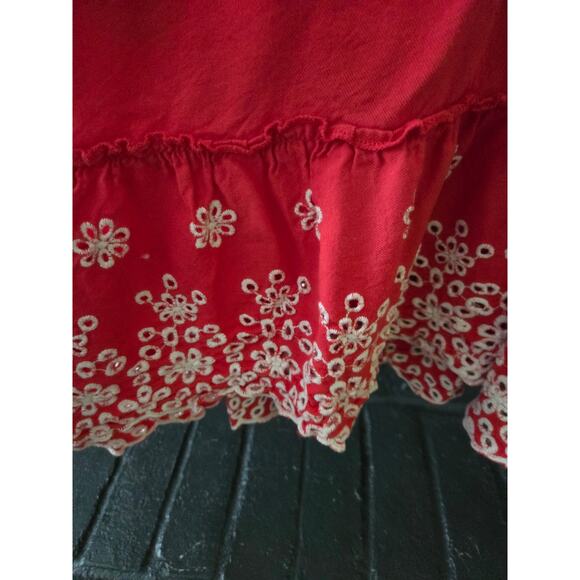 Solitaire Eyelet Floral design Ruffle sleeved mini dress womens size Medium - Picture 3 of 6